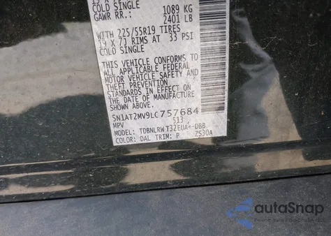 2020 Nissan Rogue Sl Intelligent Awd из США, поврежденный, VIN 5N1AT2MV9LC757684